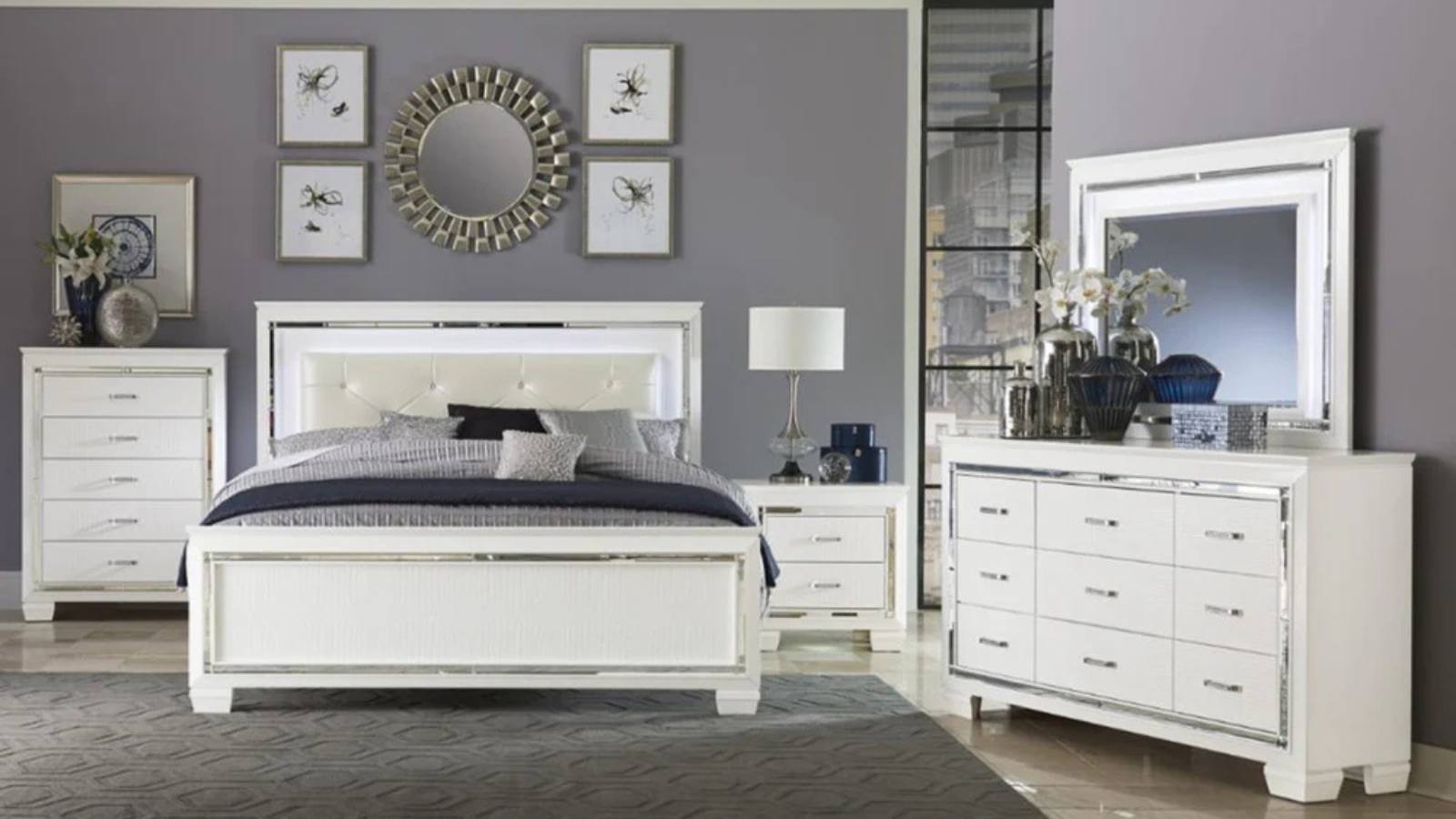 Allura White Glamour Bedroom Collection