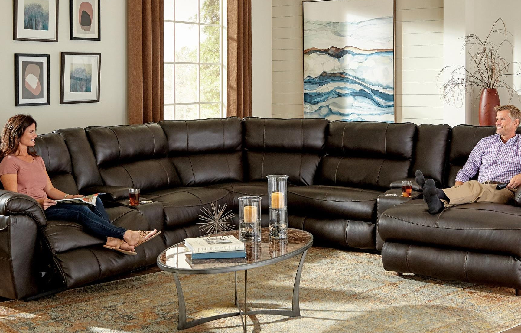 Maldini Power Headrest Power Reclining Sectional (Include deep massage and heat)