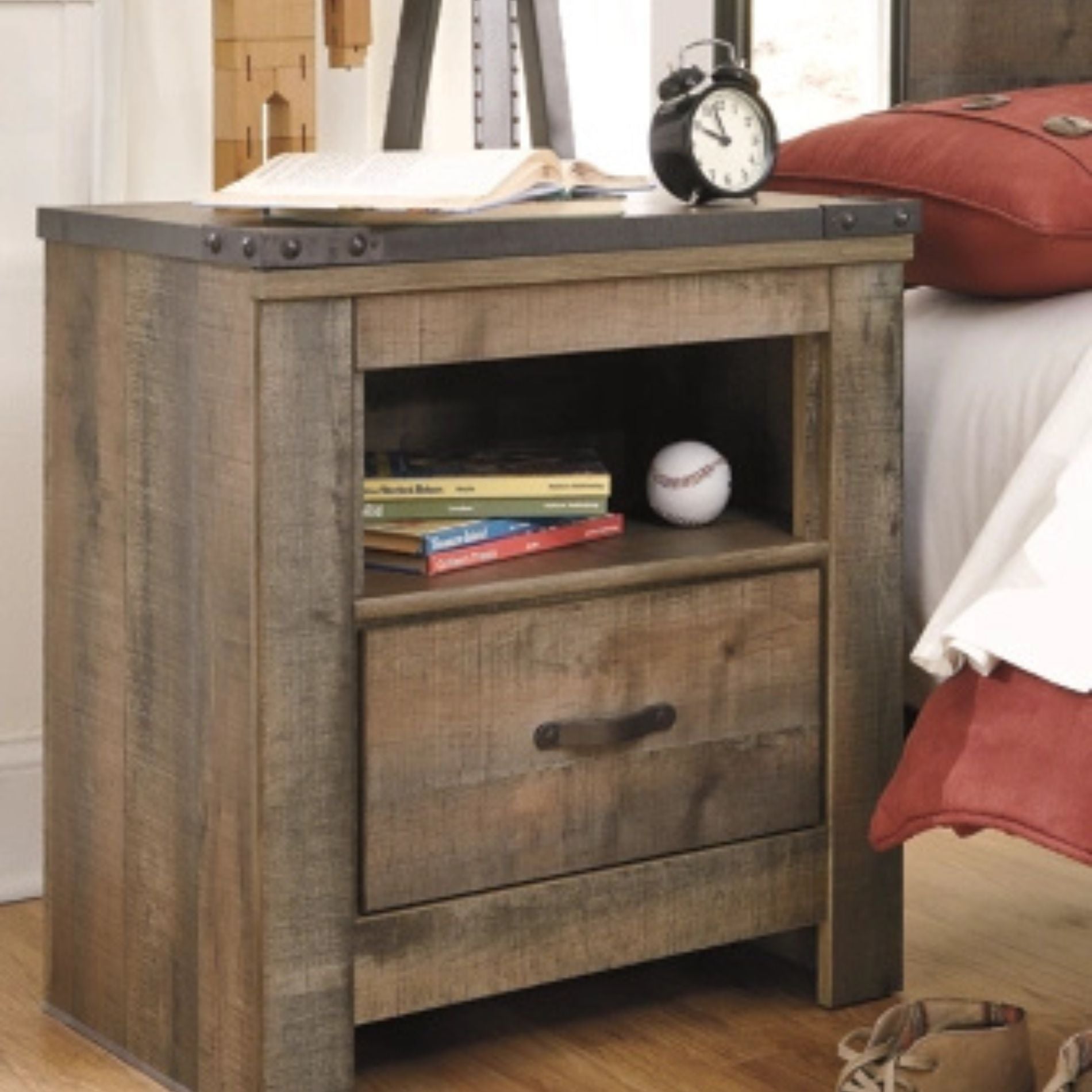 Trinell 25" 1 Drawer Charging Nightstand