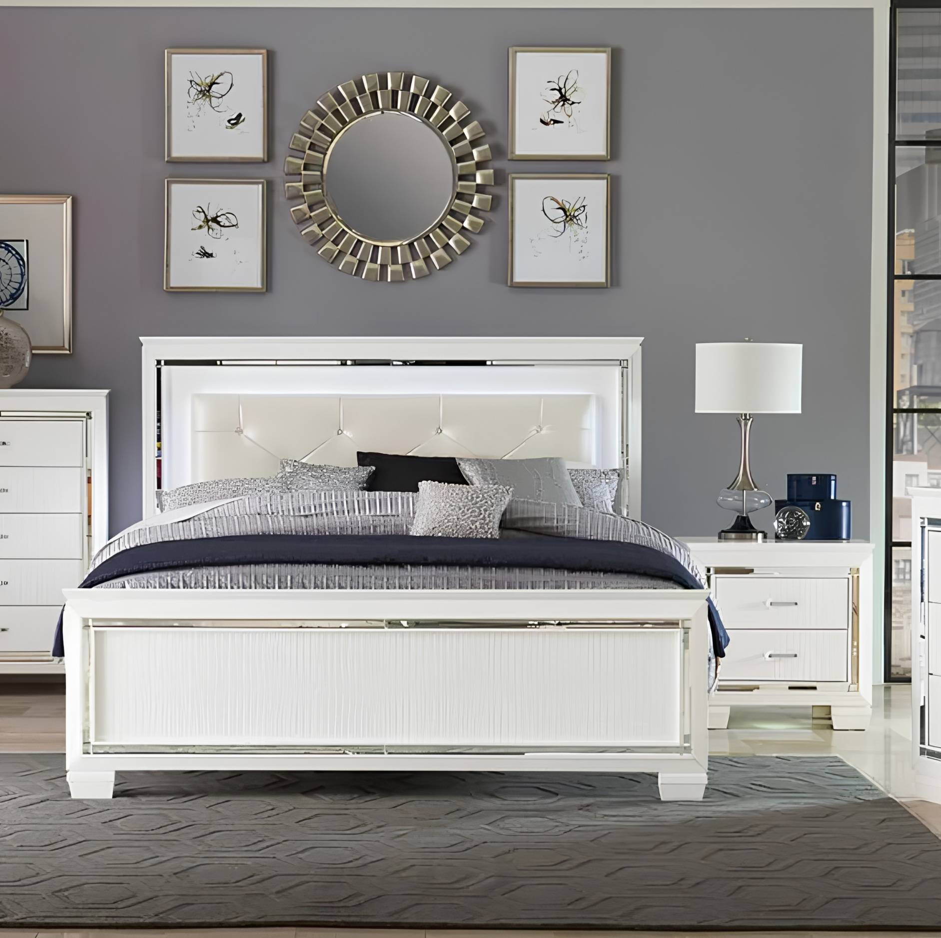 Homelegance Allura Eastern Queen Bed with LED Lighting