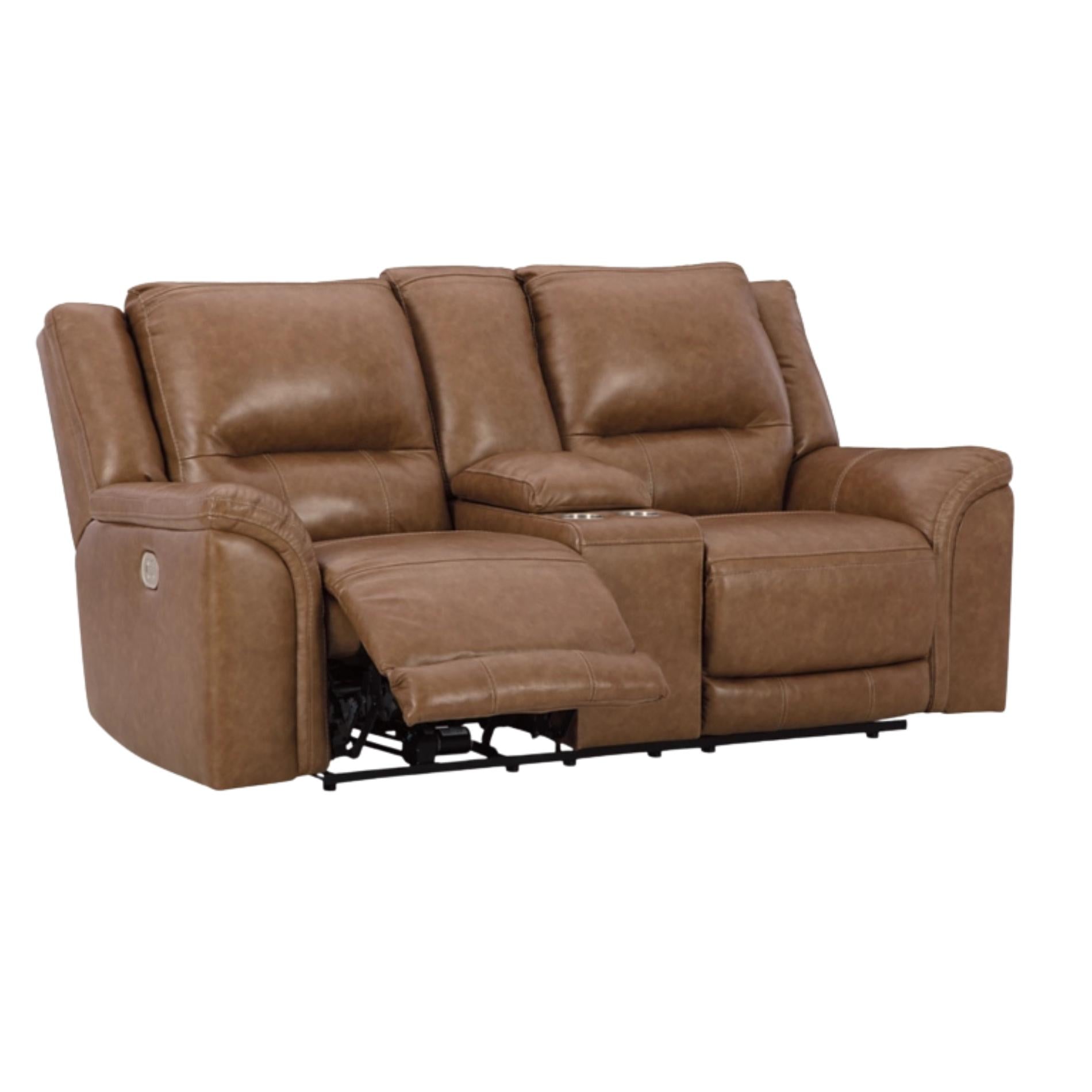 Trasimeno Dual Power Leather Reclining Loveseat with Console