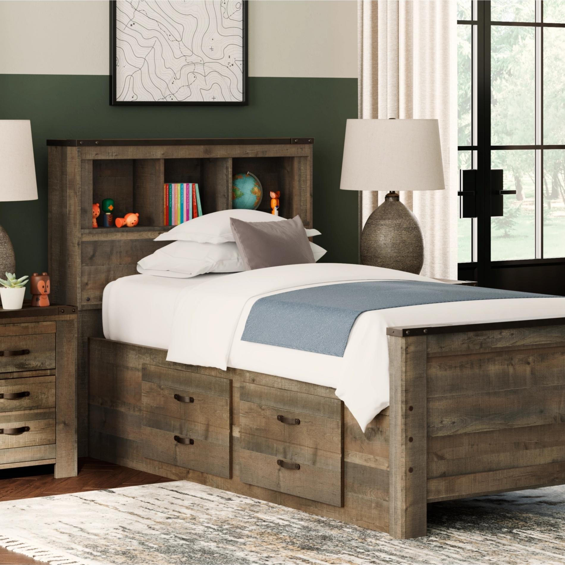 Trinell Bookcase Bed with 2 Storage Drawers