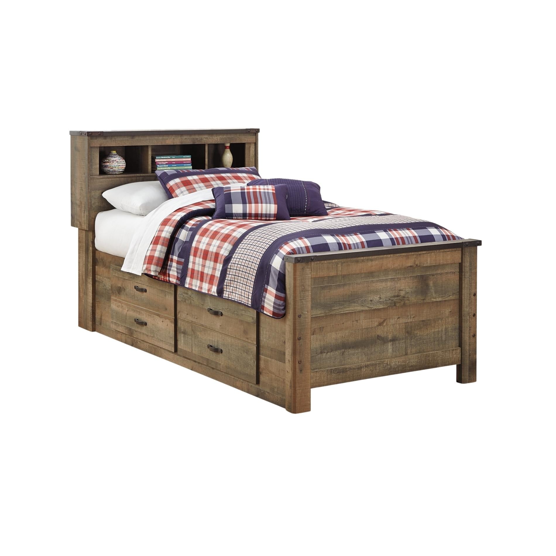 Trinell Bookcase Bed with 2 Storage Drawers
