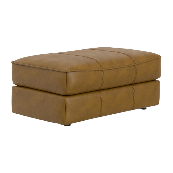 Brown leather ottoman on a white background