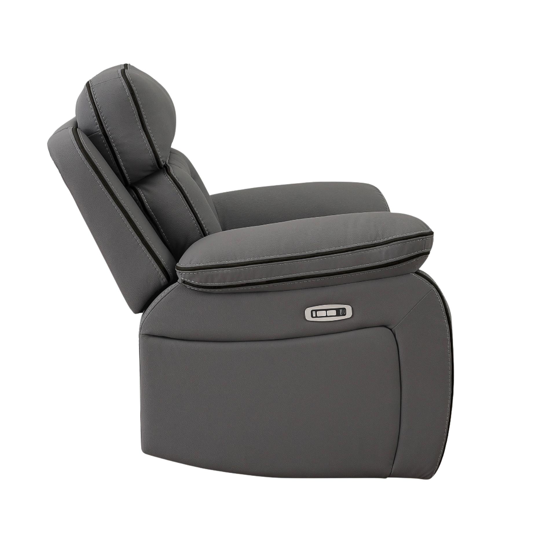 Gray recliner chair on a white background