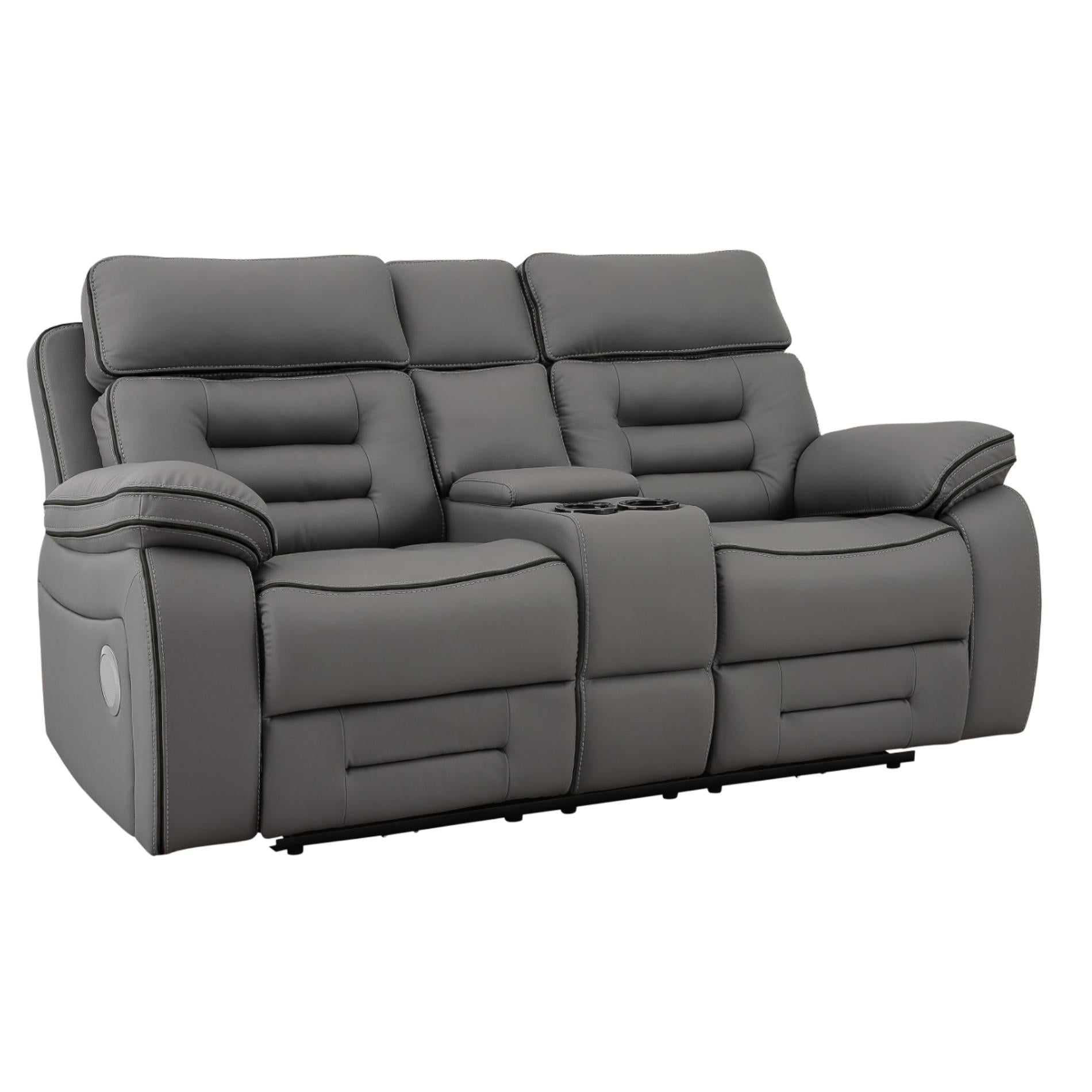 Gray reclining sofa on a white background