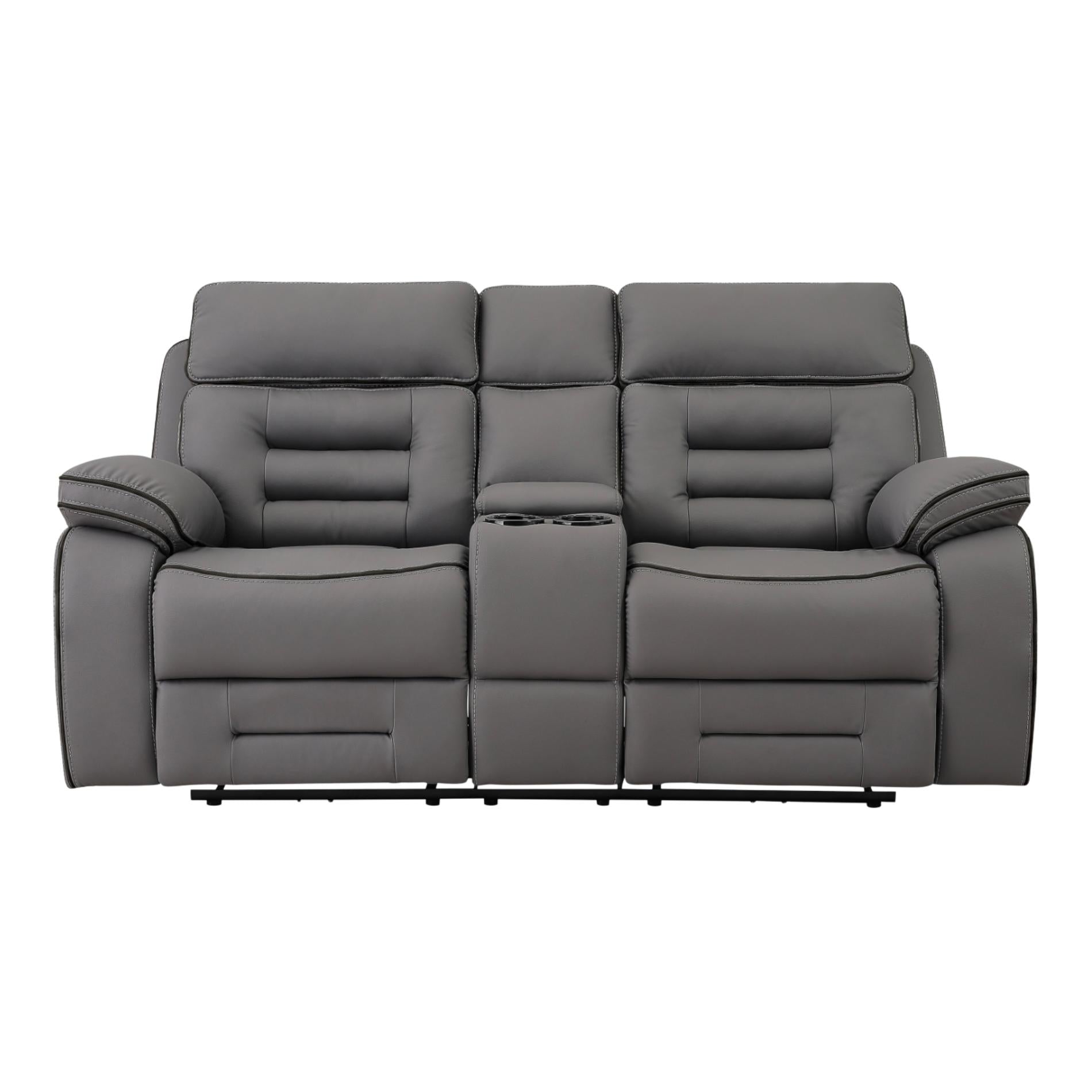 Gray reclining sofa on a white background