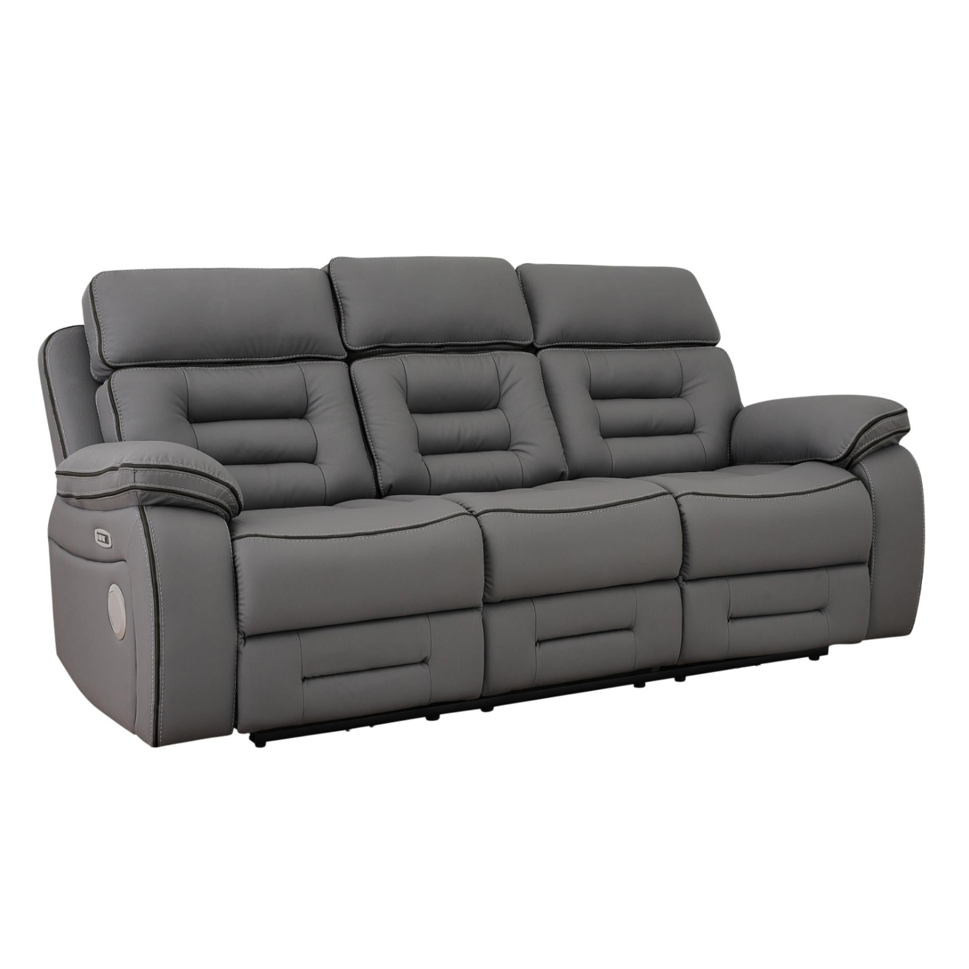 Gray reclining sofa on a white background