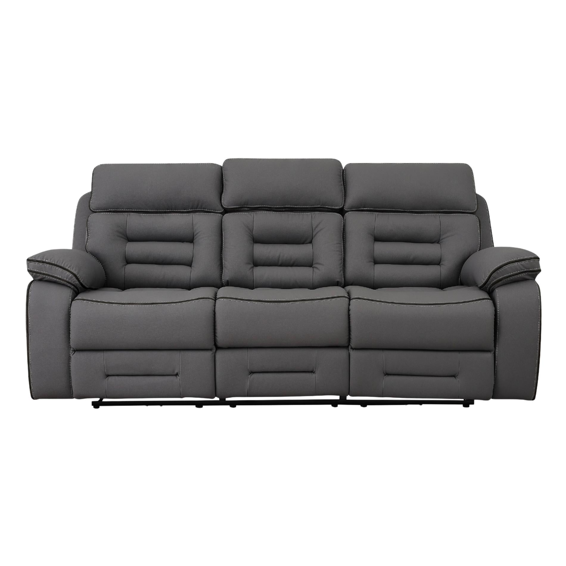 Gray reclining sofa on a white background