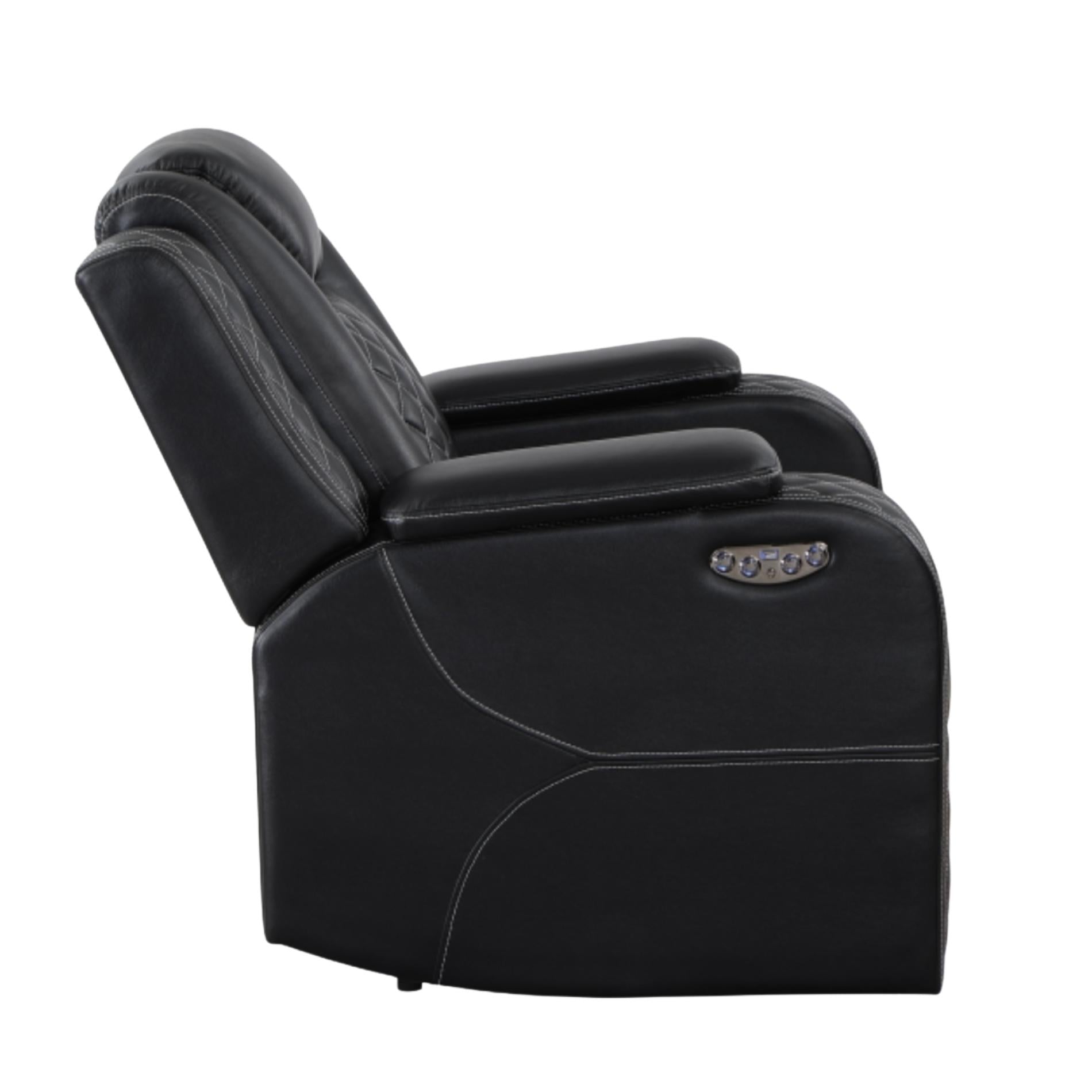 Black recliner chair on a white background
