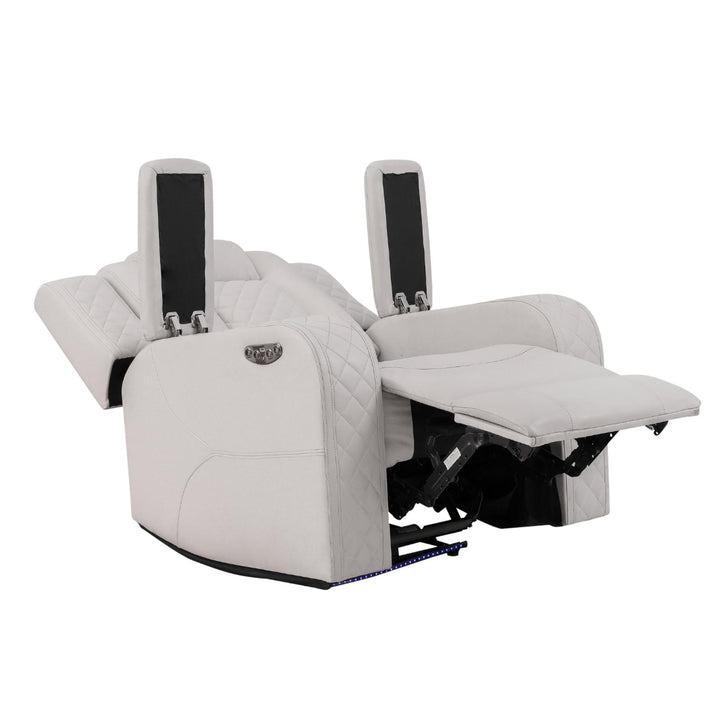 White recliner chair with armrests on a white background