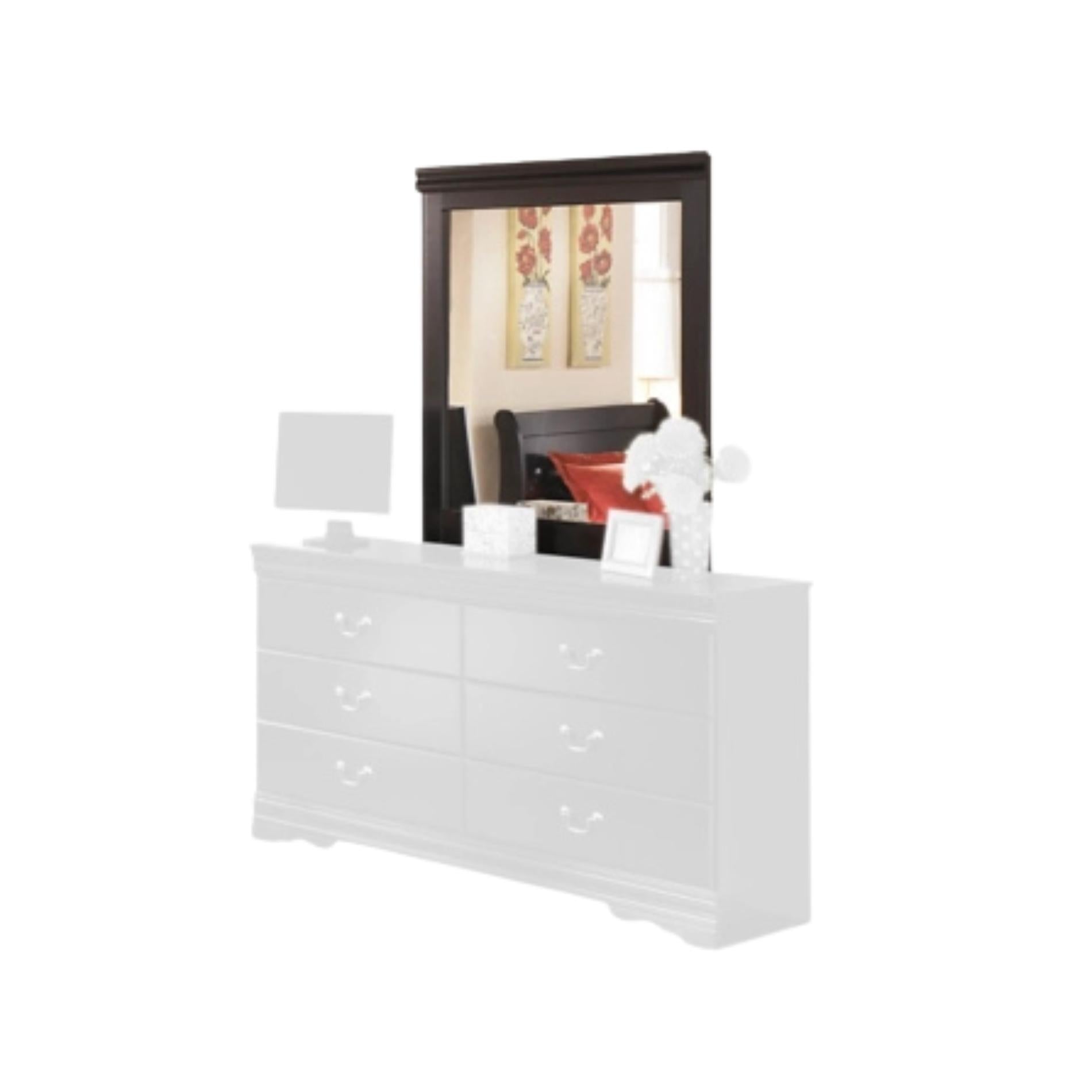 White dresser with mirror on a white background